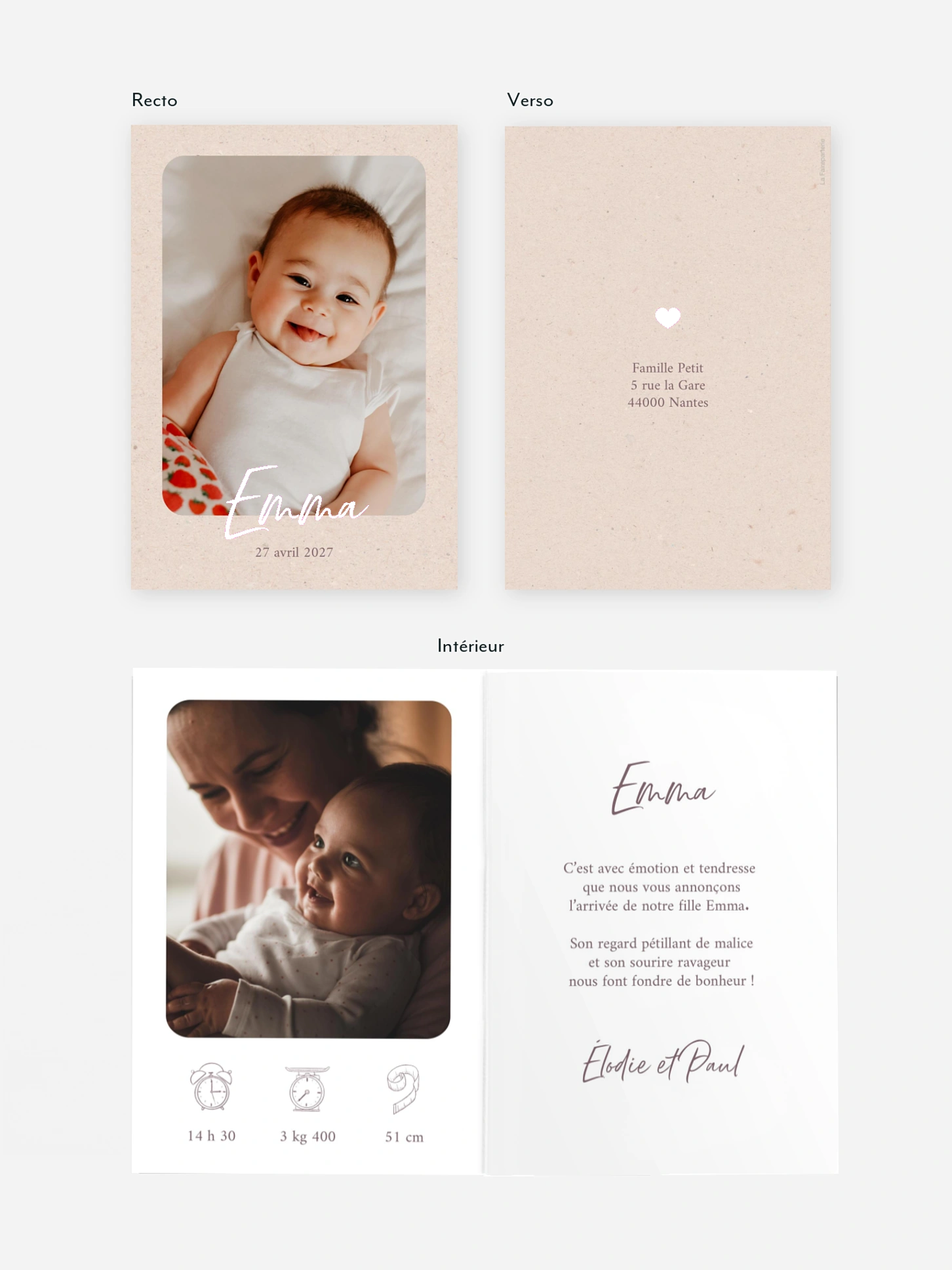 Faire-part naissance Petit coeur