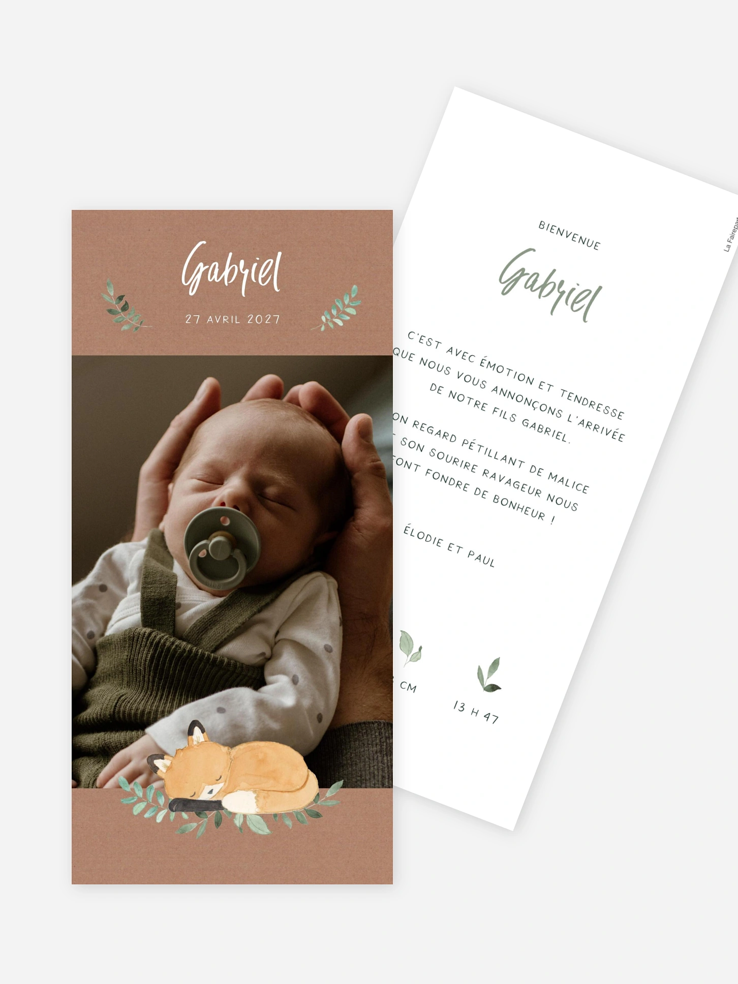 Faire-part naissance Bébé renard II