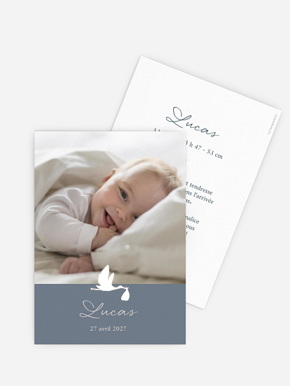 Faire-part naissance Cigogne dorée