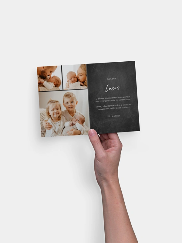 Faire-part naissance Pictos sur Ardoise