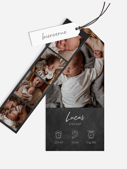 Faire-part naissance Pictos sur Ardoise