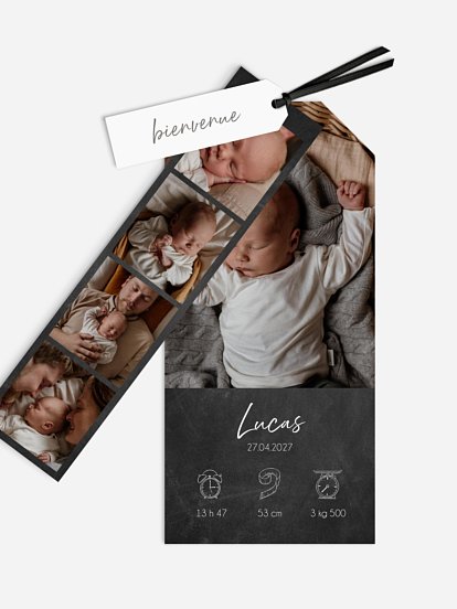 Faire-part naissance Pictos sur Ardoise