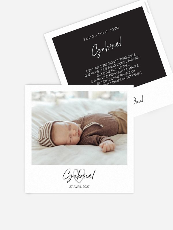 Faire-part naissance Polaroid de naissance