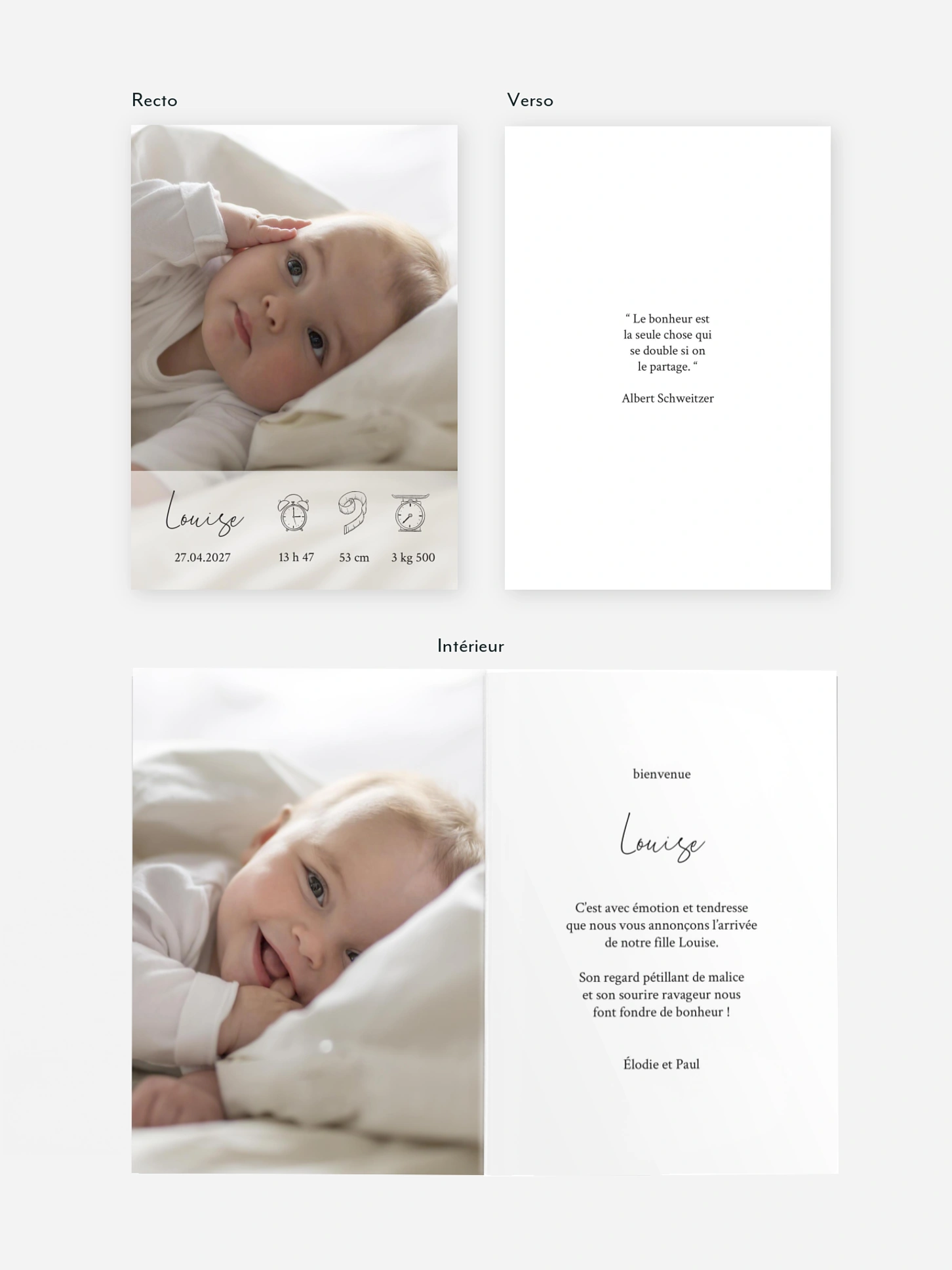 Faire-part naissance Pictos douceur