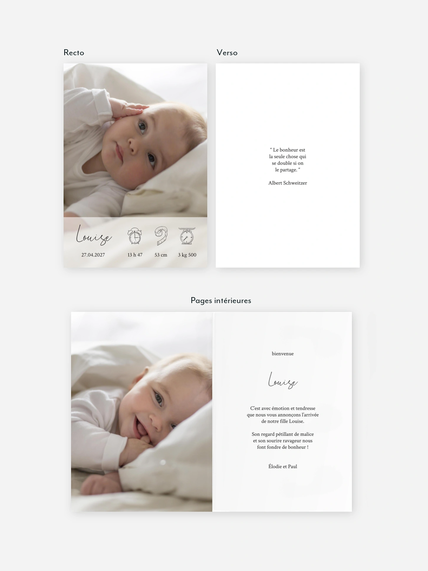 Faire-part naissance Pictos douceur