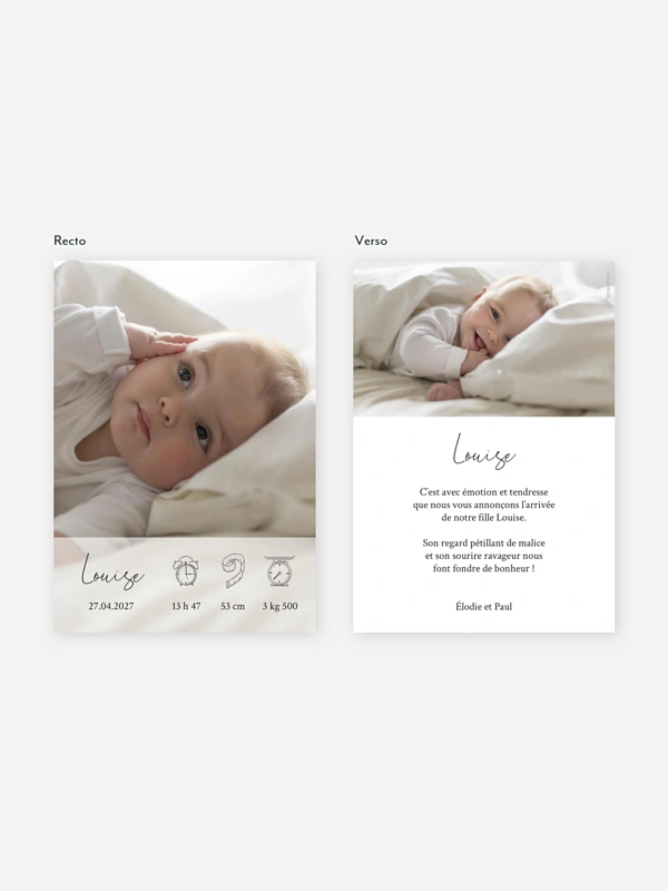 Faire-part naissance Pictos douceur