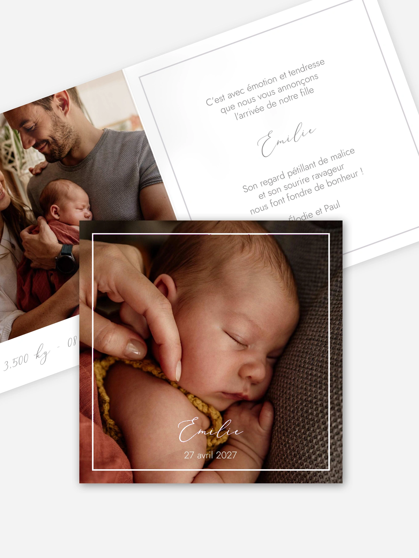 Faire-part naissance Cadre doré