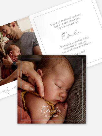 Faire-part naissance Cadre doré