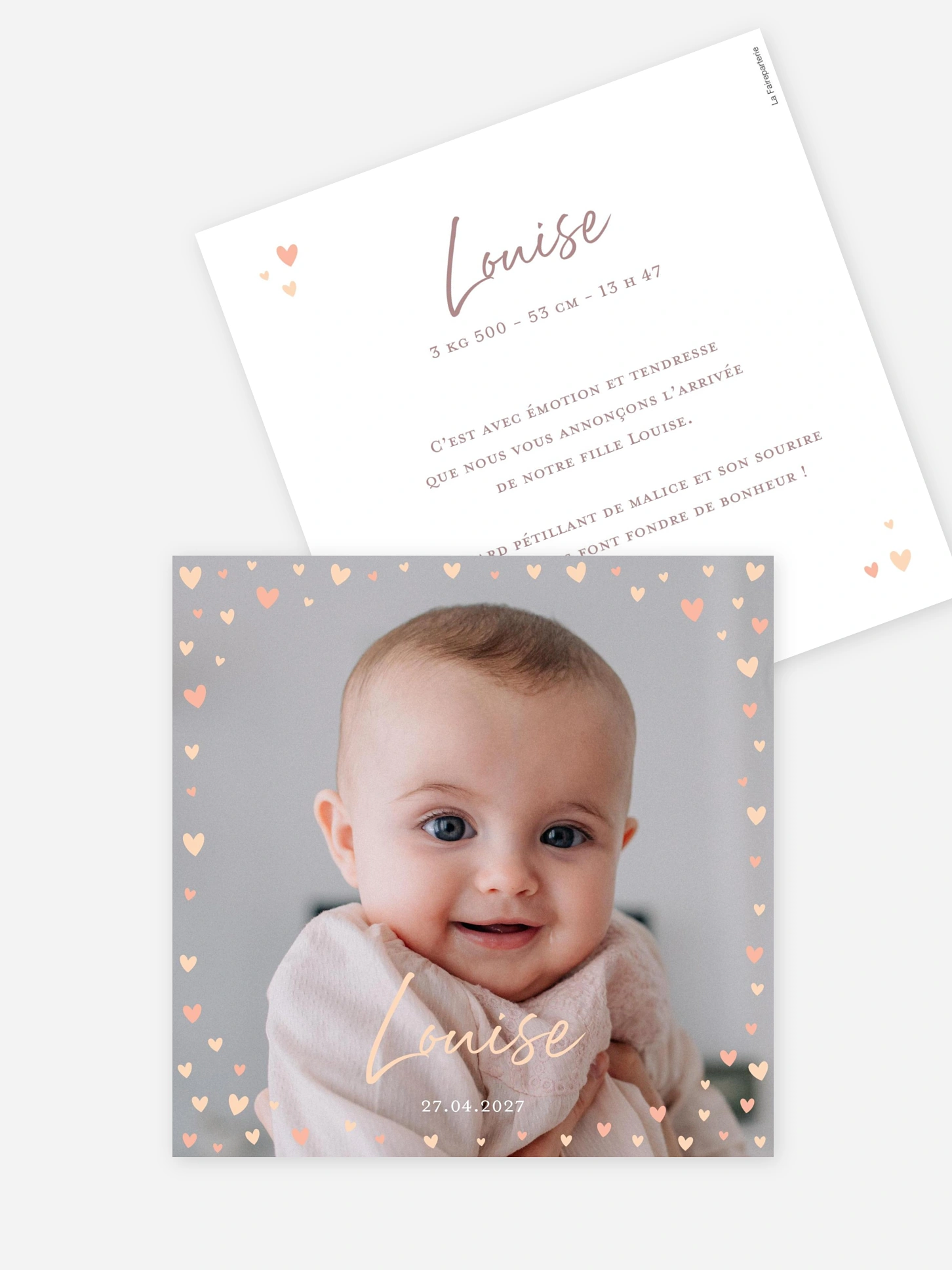 Faire-part naissance Petits coeurs