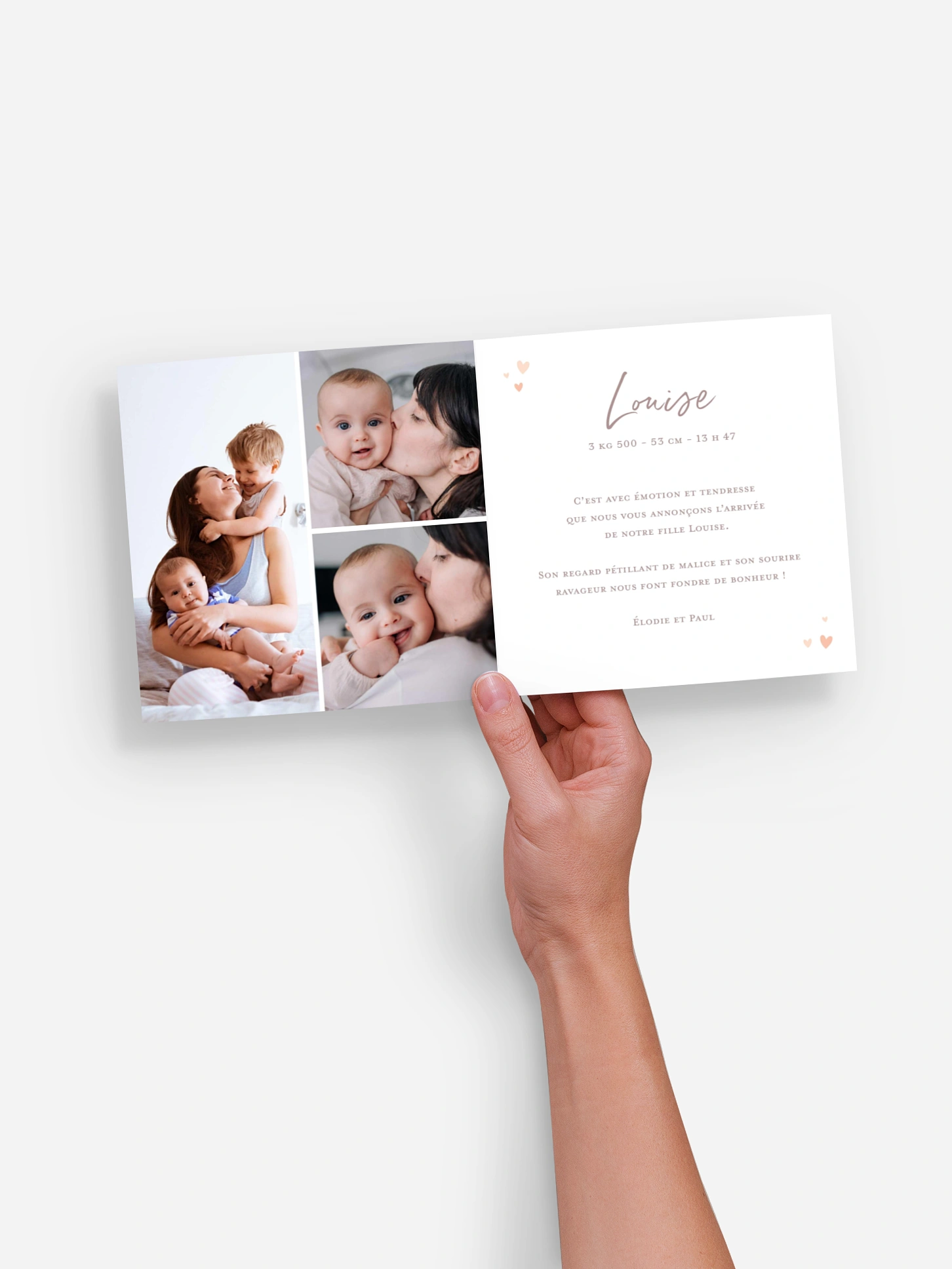 Faire-part naissance Petits coeurs