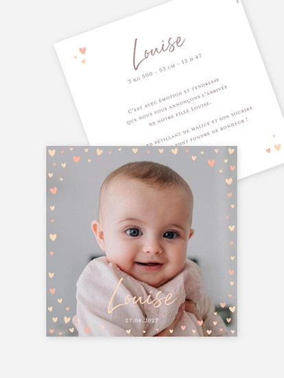 Faire-part naissance Petits coeurs