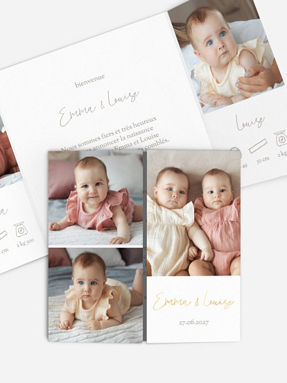 Faire-part naissance jumeaux Hello twins