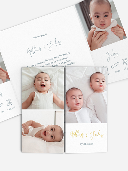 Faire-part naissance jumeaux Hello twins
