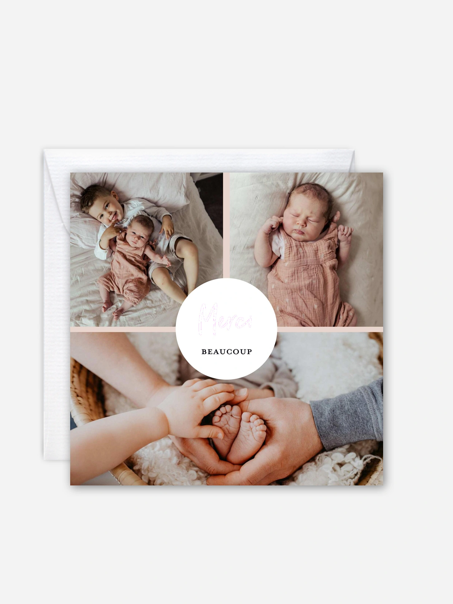 Carte remerciement naissance Joli photo collage