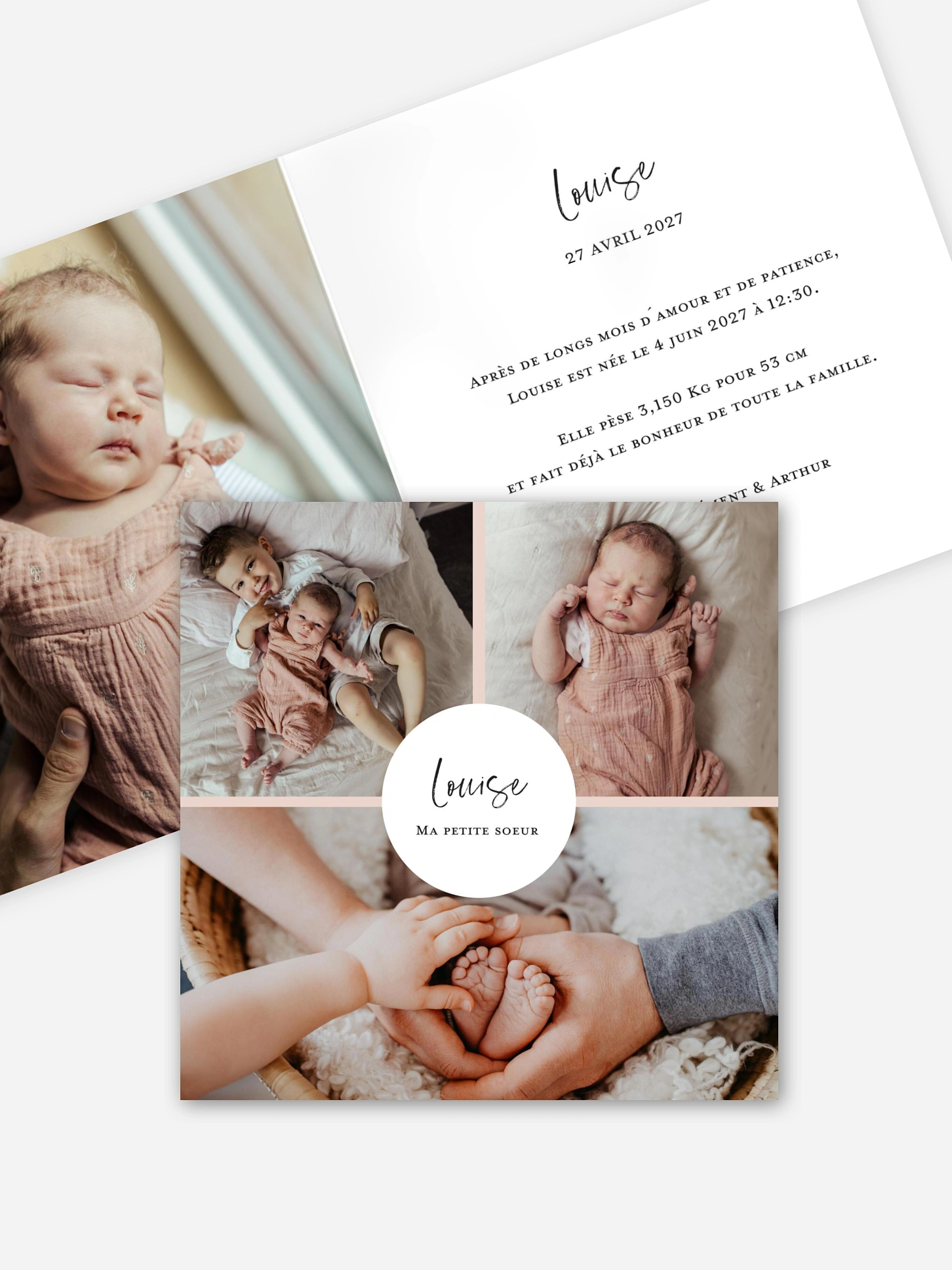 Faire-part naissance Joli photo collage