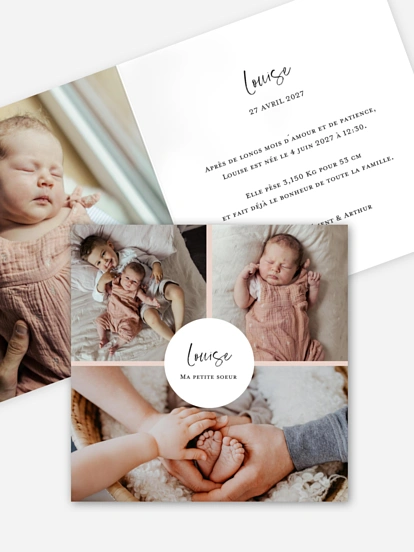 Faire-part naissance Joli photo collage