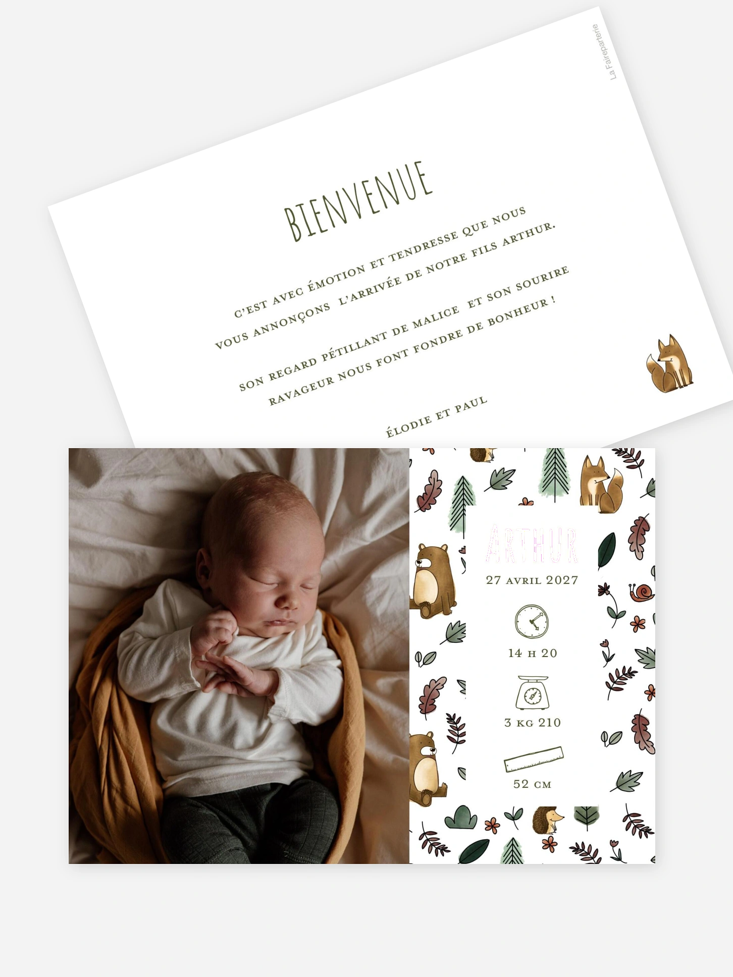 Faire-part naissance Balade en forêt