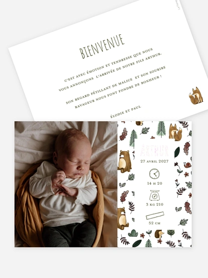 Faire-part naissance Balade en forêt