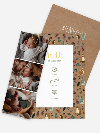 Faire-part naissance Balade en forêt