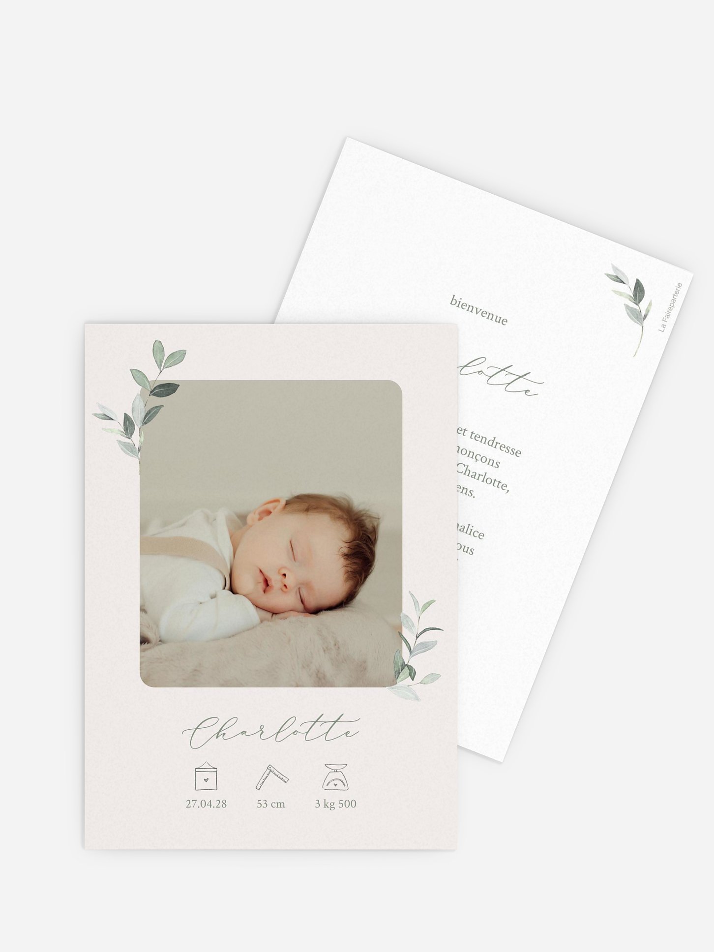 Faire-part naissance Feuillage délicat