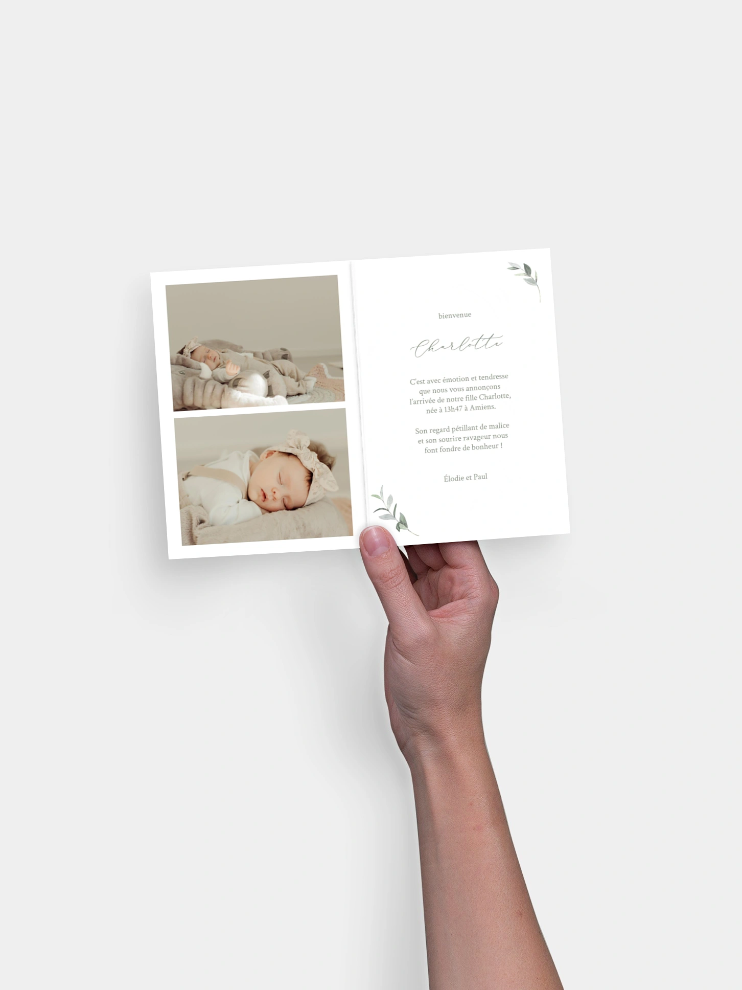 Faire-part naissance Feuillage délicat