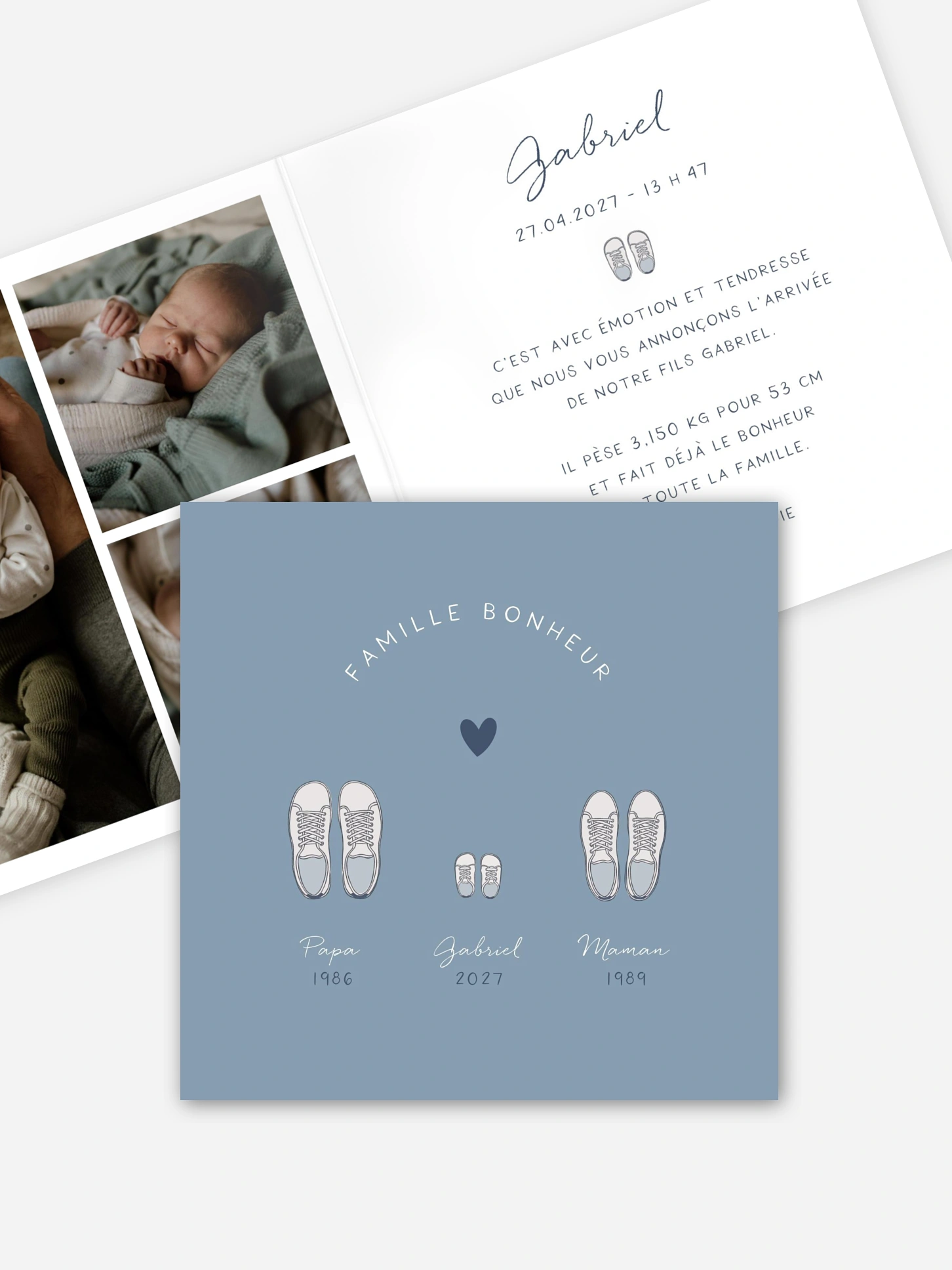 Faire-part naissance A nous 3 !