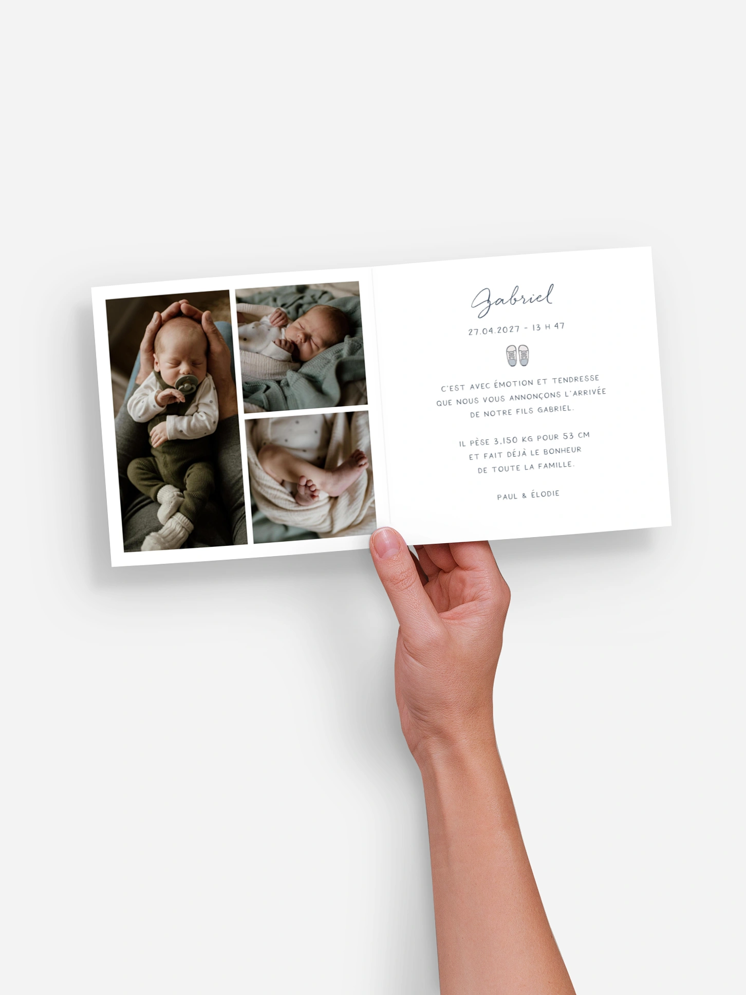 Faire-part naissance A nous 3 !