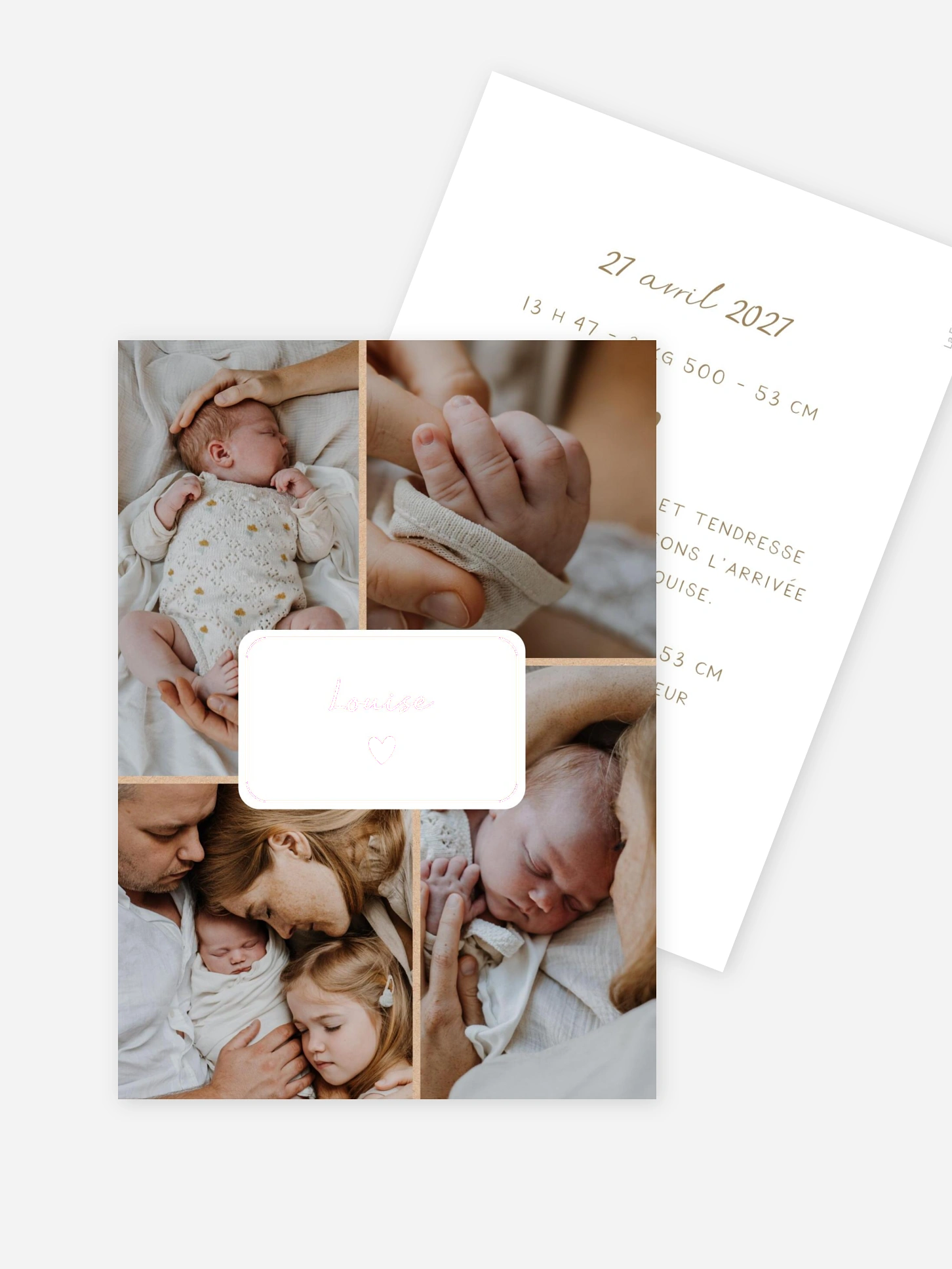 Faire-part naissance Petit coeur multi photo