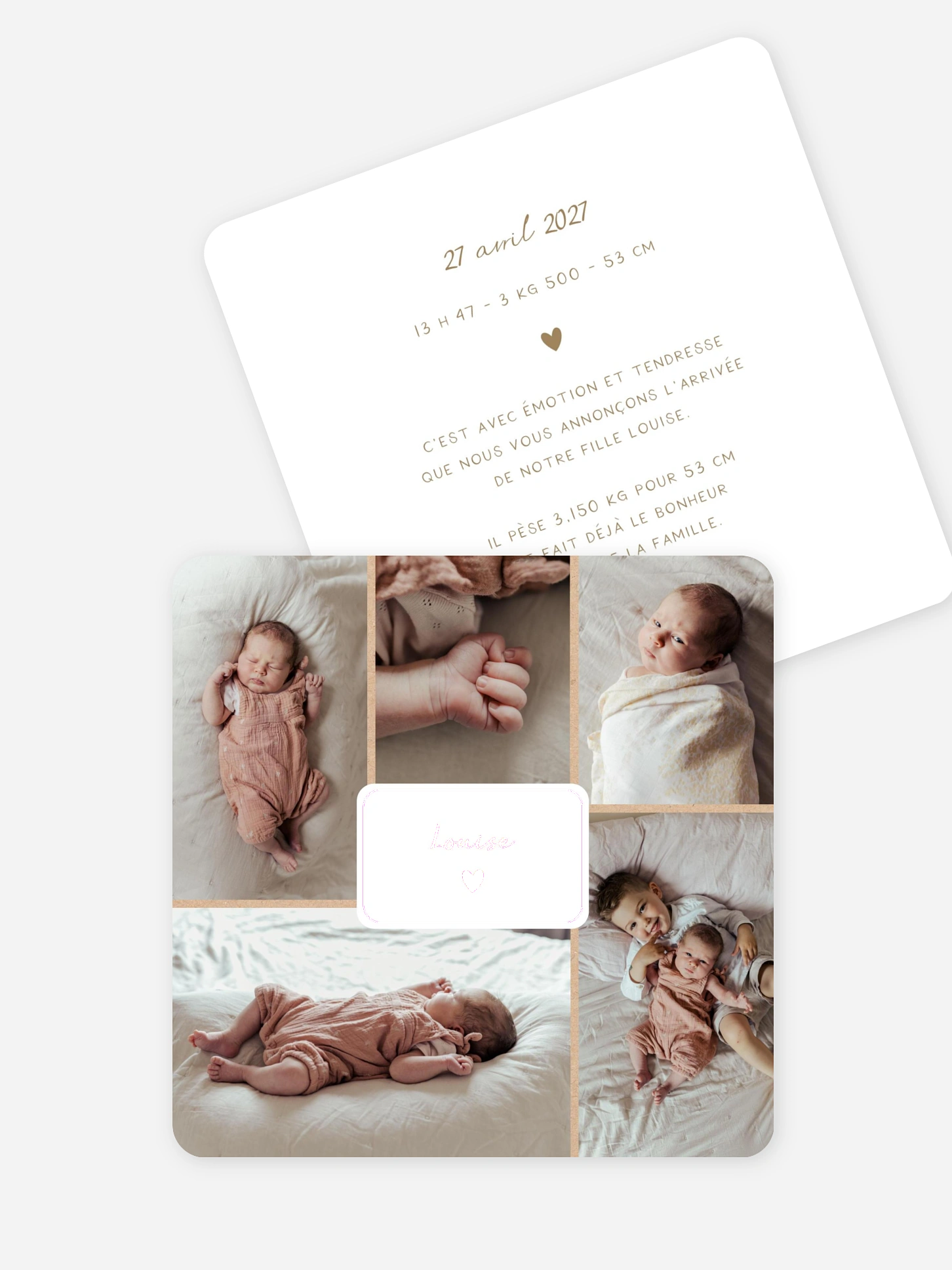 Faire-part naissance Petit coeur multi photo