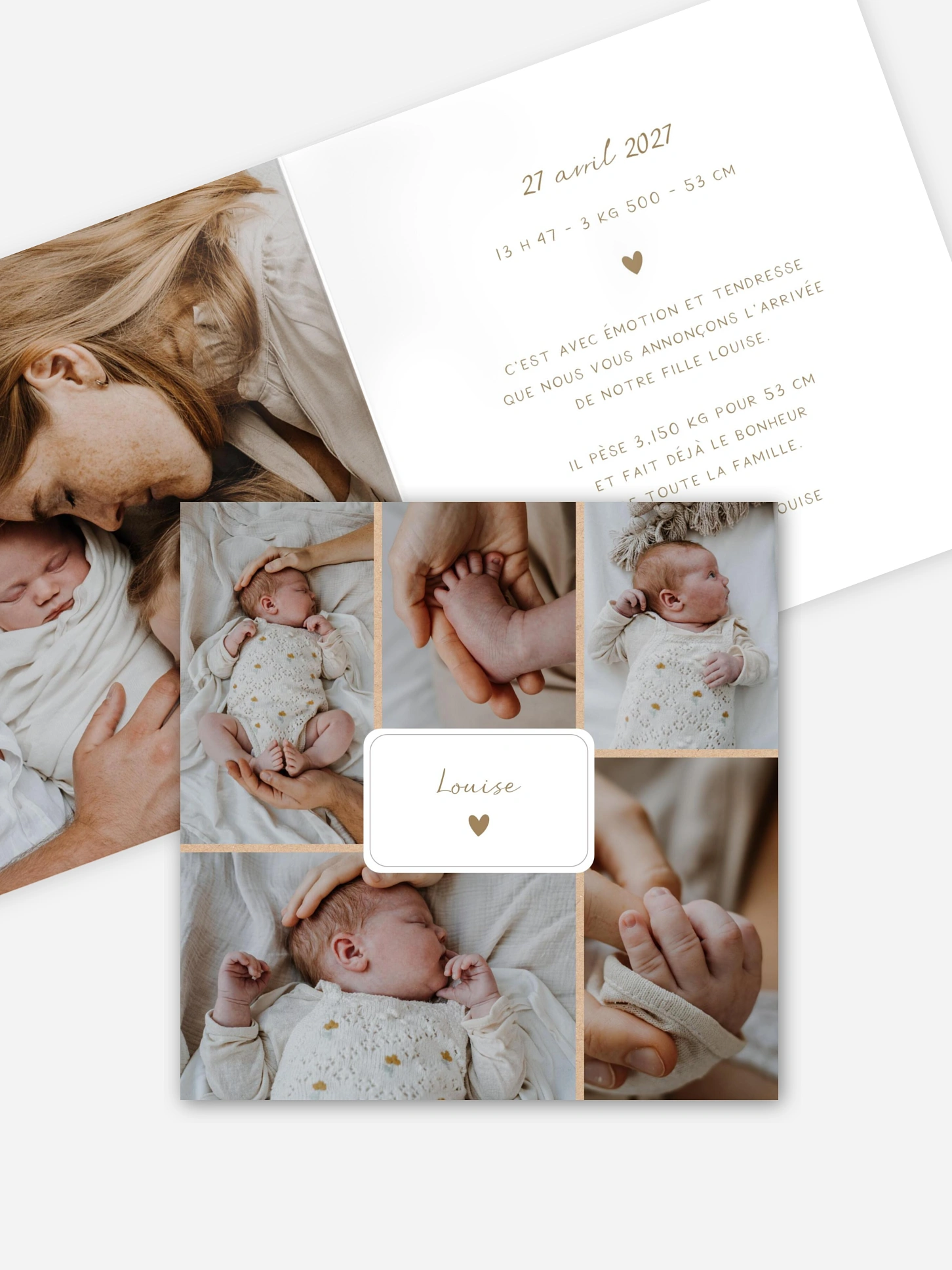 Faire-part naissance Petit coeur multi photo