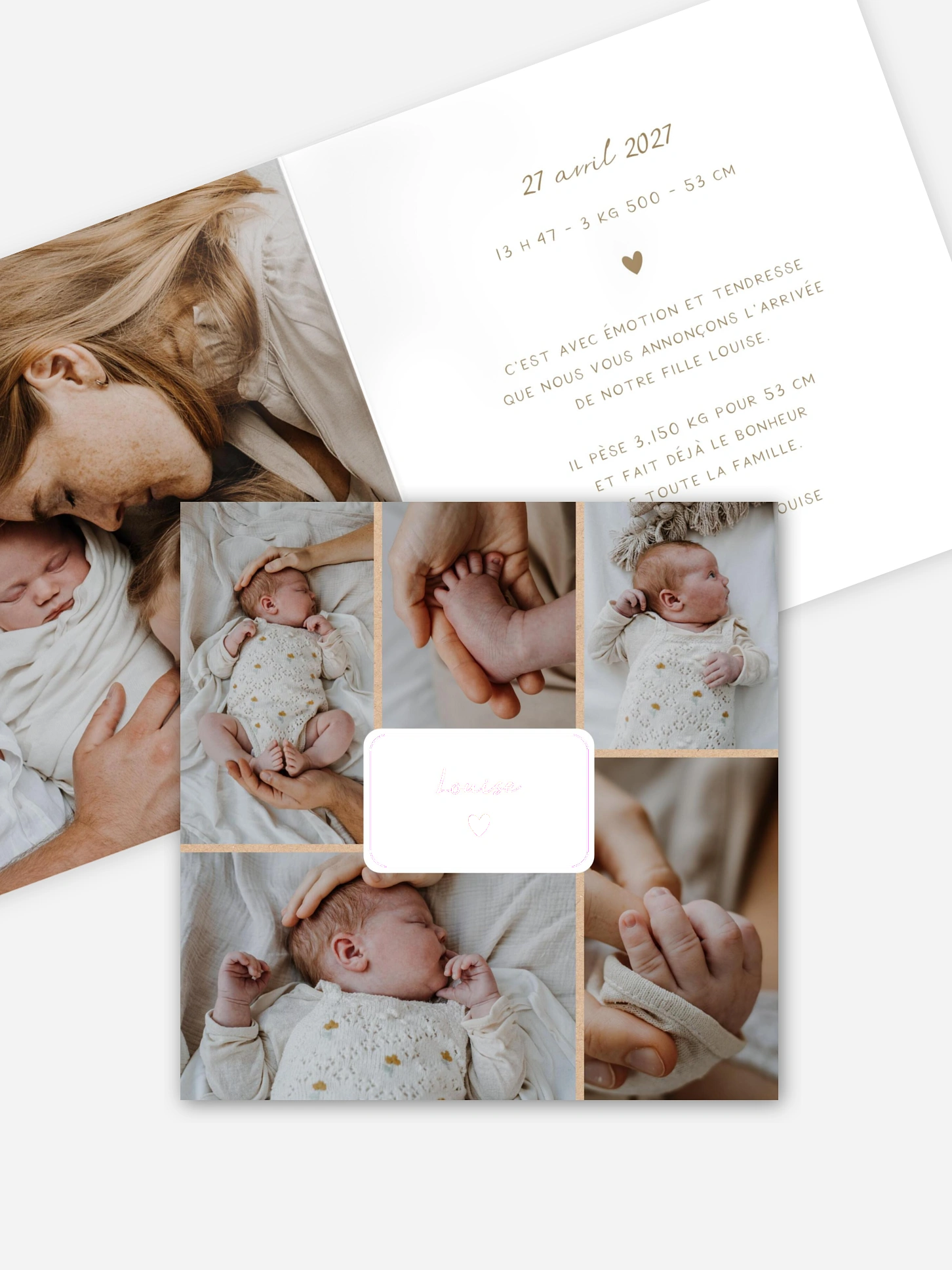 Faire-part naissance Petit coeur multi photo