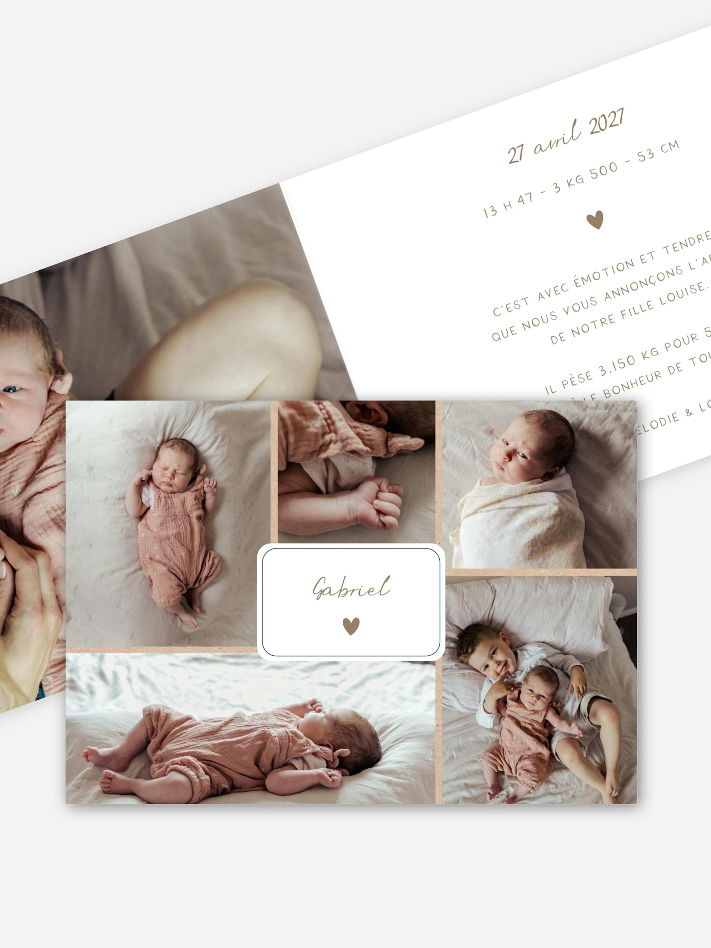 Faire-part naissance Petit coeur multi photo
