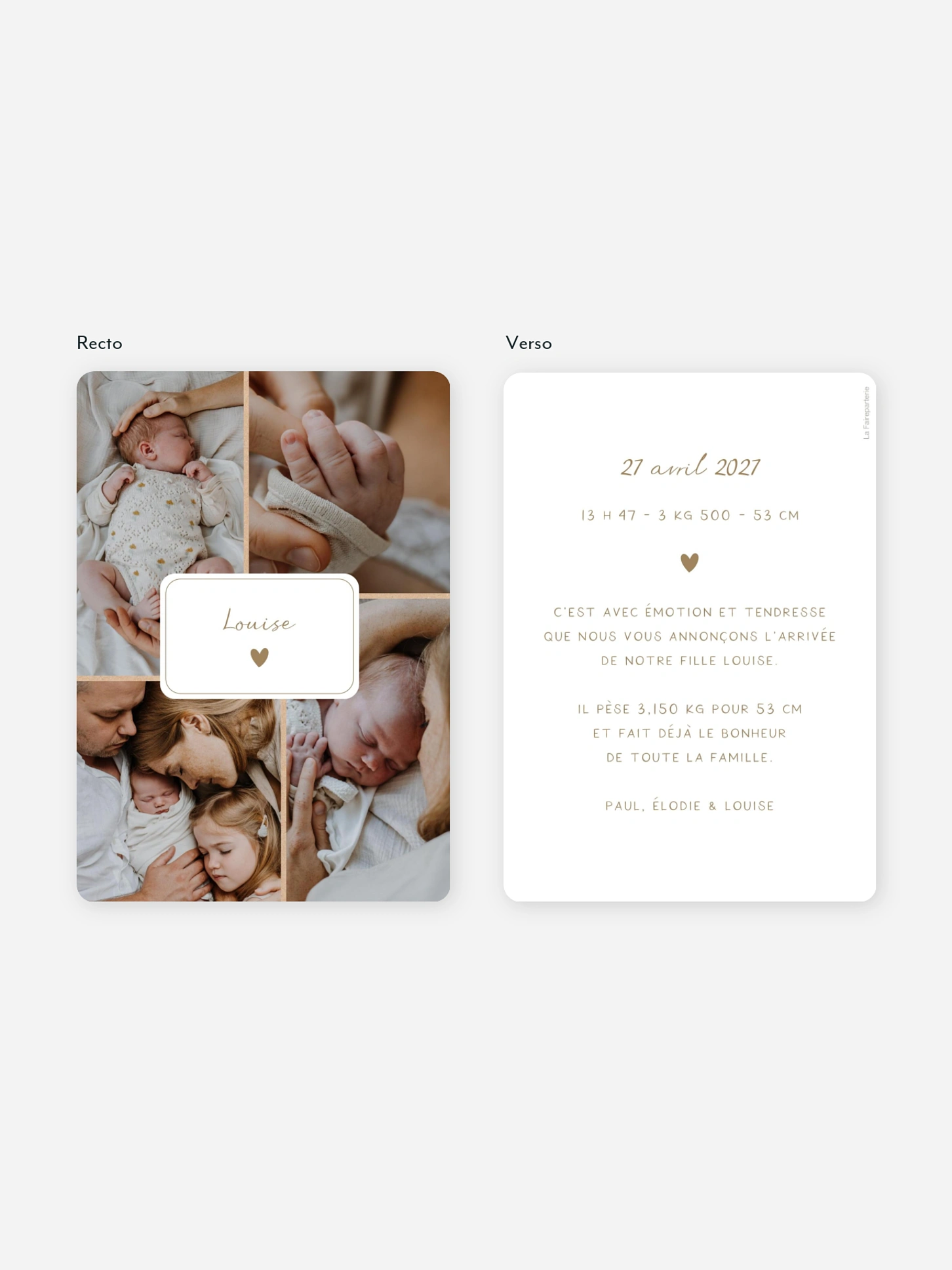 Faire-part naissance Petit coeur multi photo