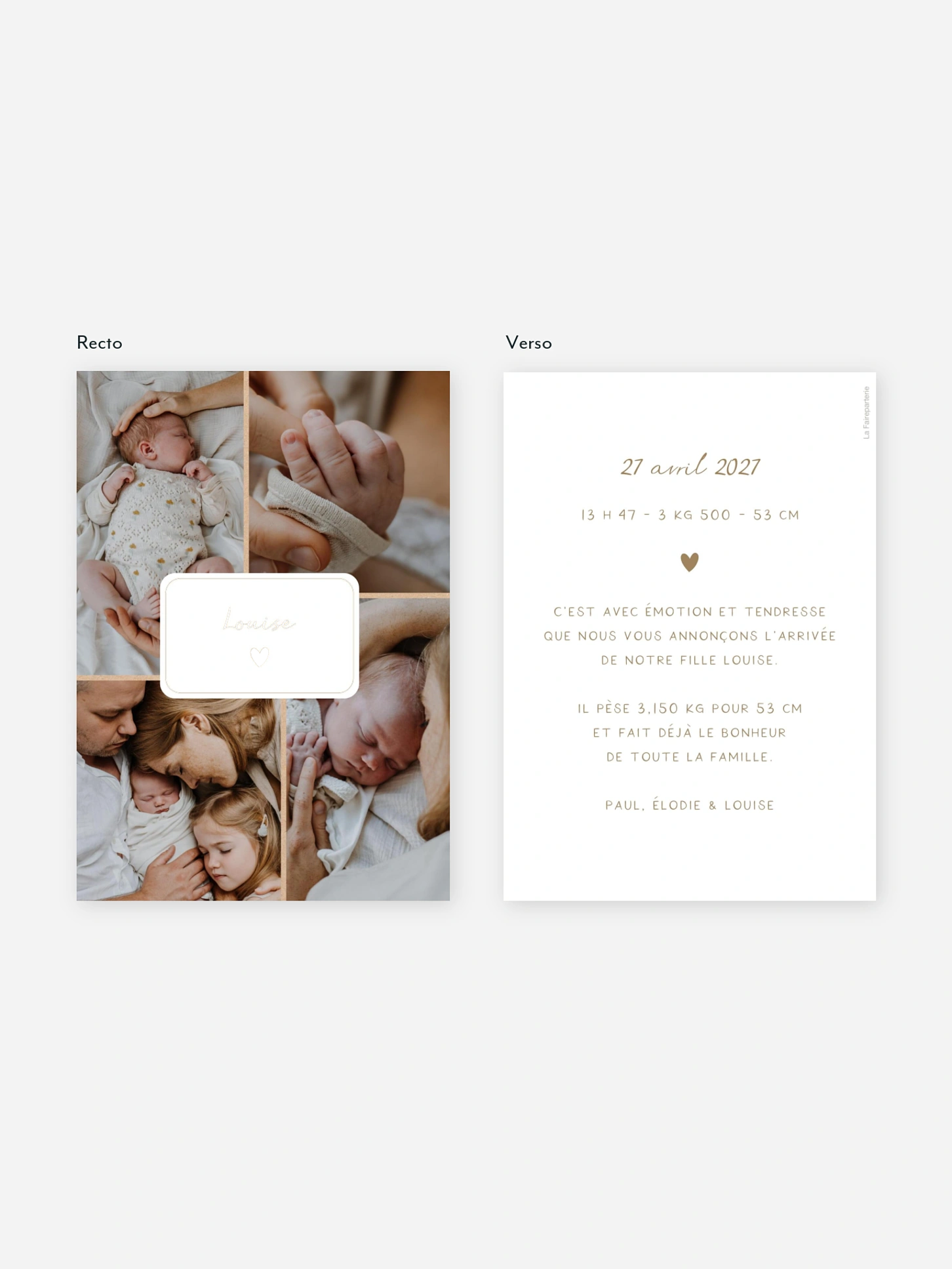 Faire-part naissance Petit coeur multi photo