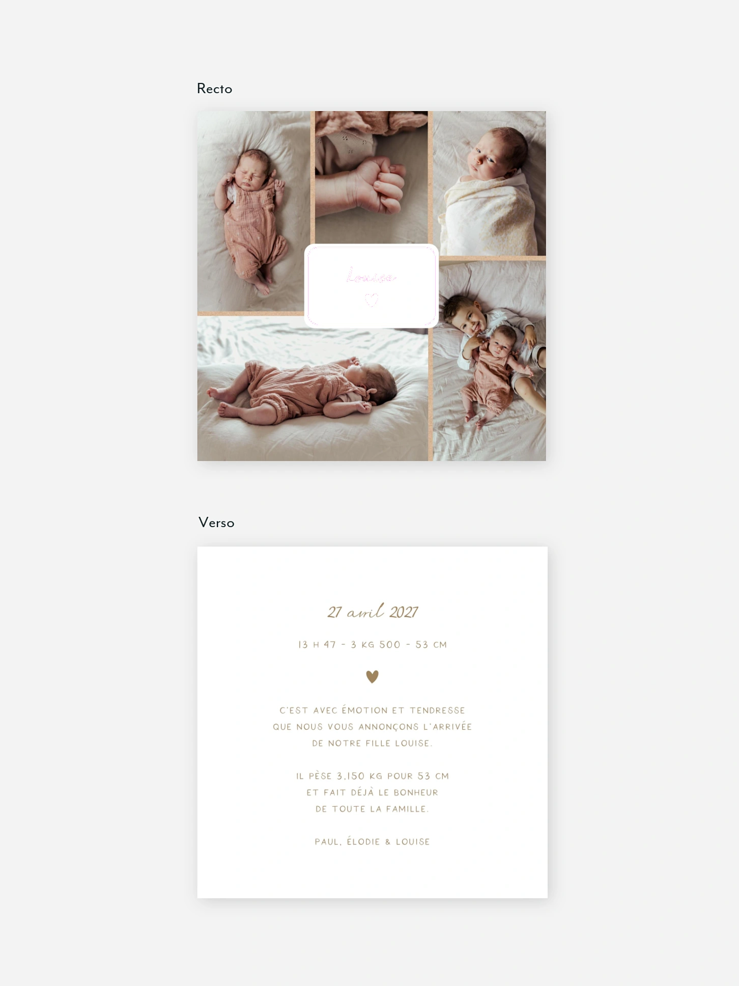 Faire-part naissance Petit coeur multi photo