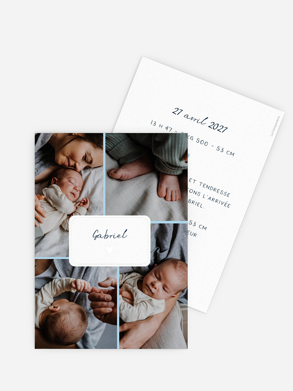 Faire-part naissance Petit coeur multi photo