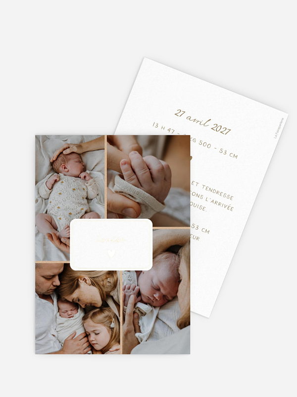 Faire-part naissance Petit coeur multi photo