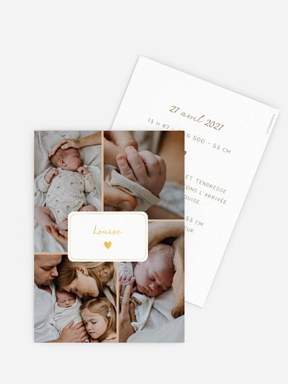 Faire-part naissance Petit coeur multi photo