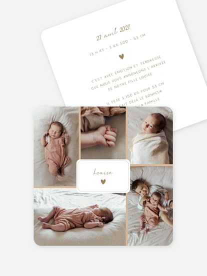 Faire-part naissance Petit coeur multi photo