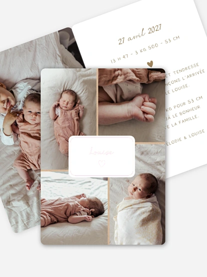 Faire-part naissance Petit coeur multi photo