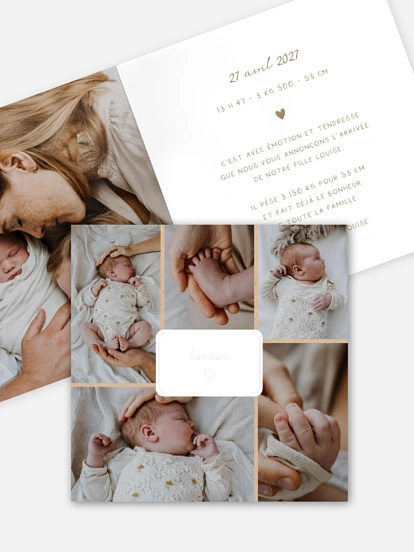 Faire-part naissance Petit coeur multi photo
