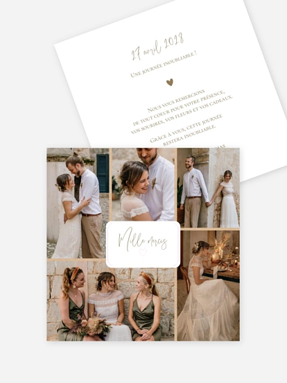 Carte de remerciements Petit coeur multi photo