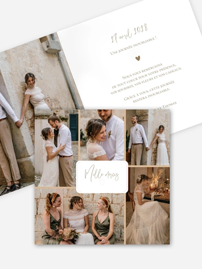 Carte de remerciements Petit coeur multi photo