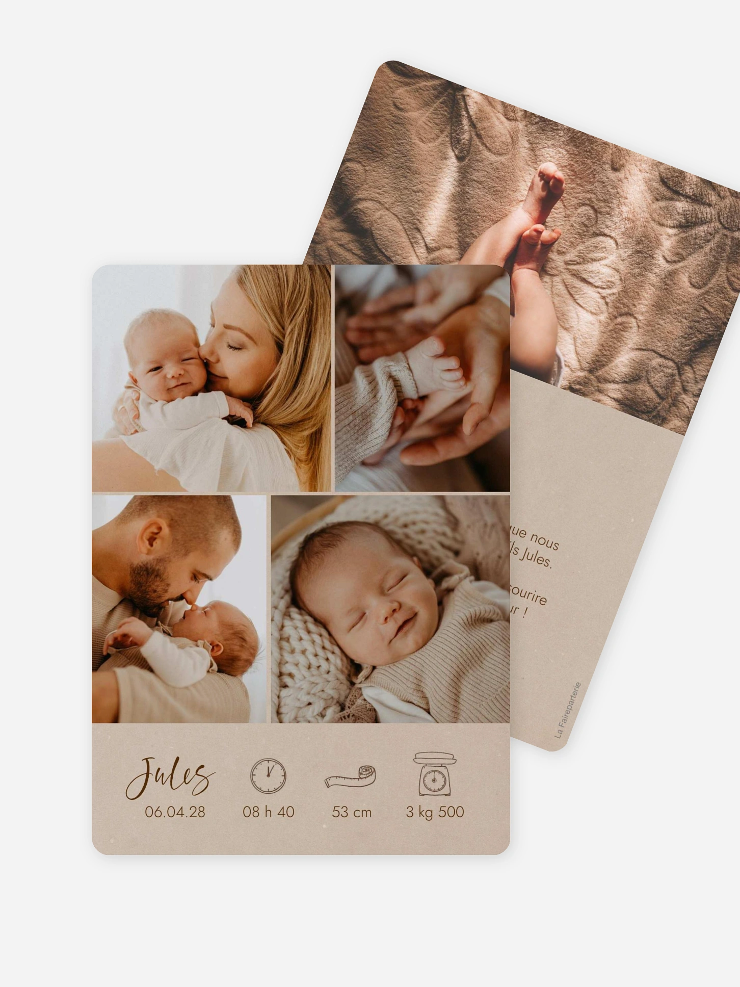 Faire-part naissance Picto multi photo