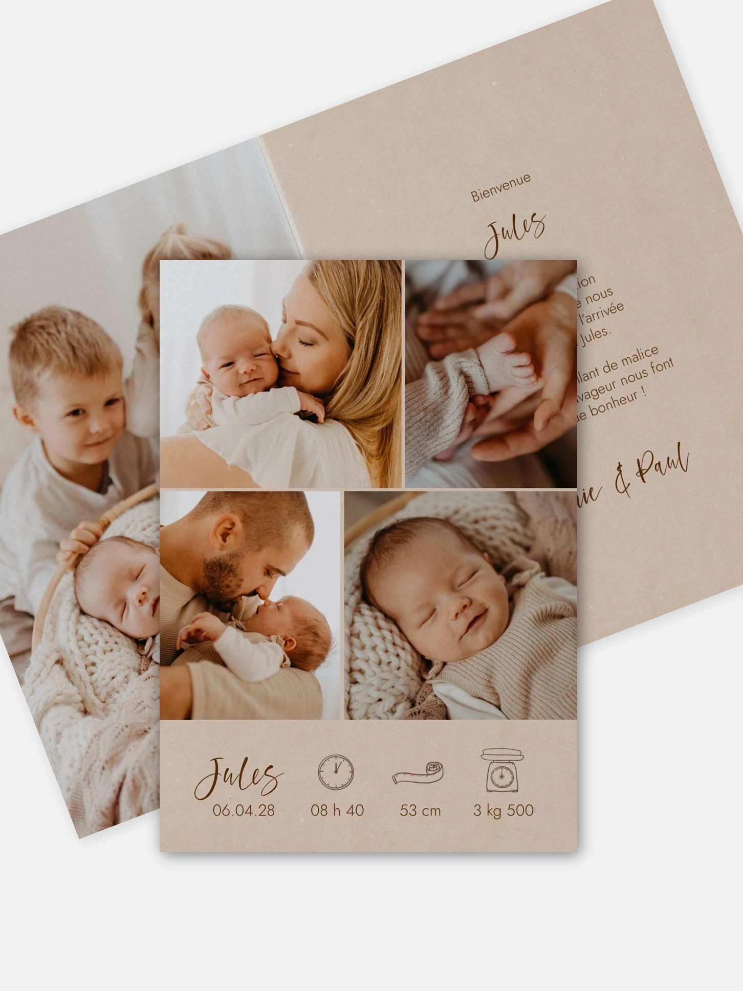 Faire-part naissance Picto multi photo