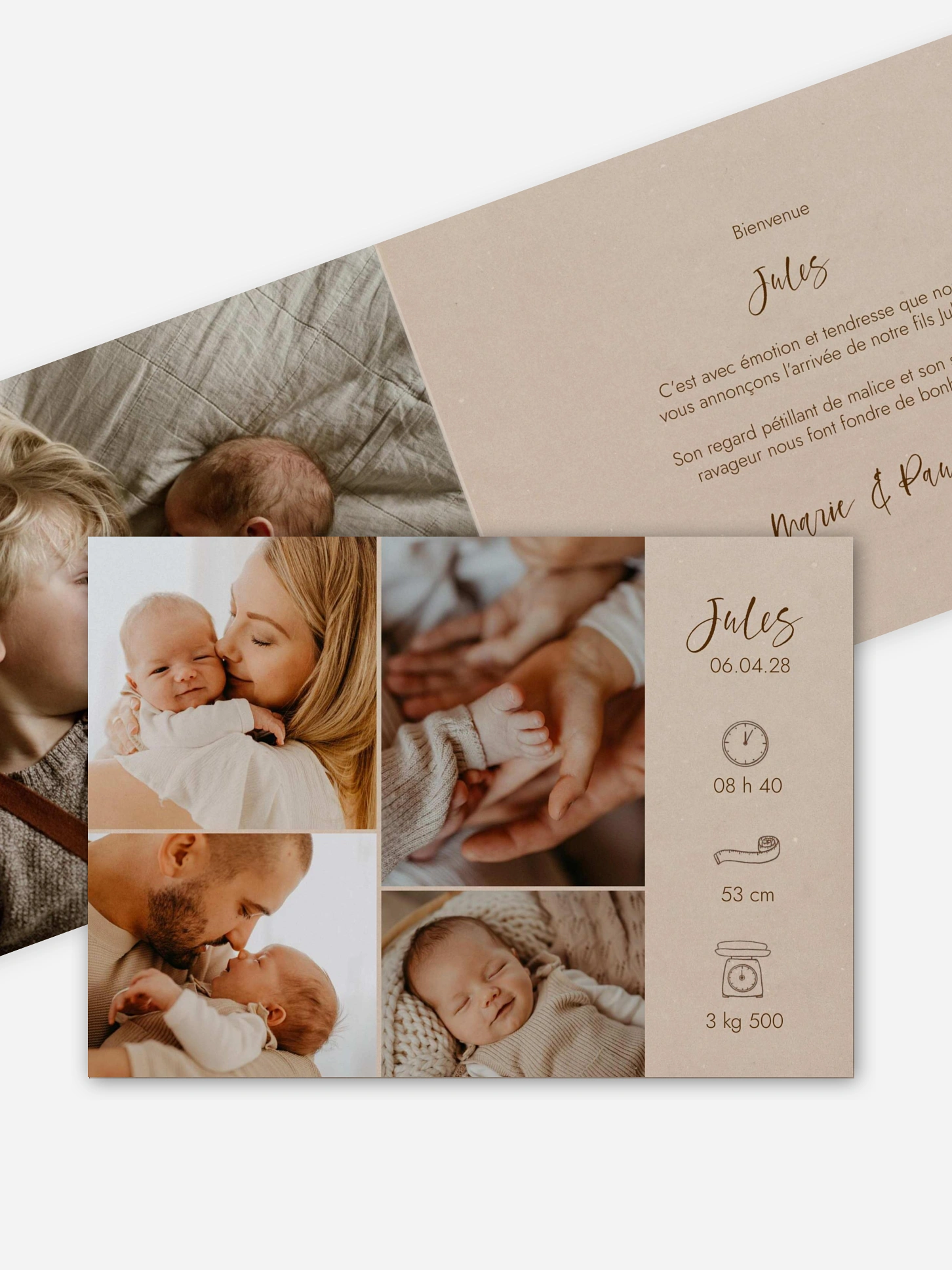 Faire-part naissance Picto multi photo