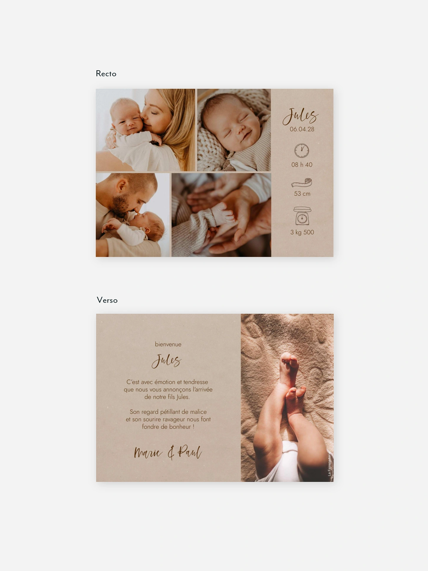 Faire-part naissance Picto multi photo