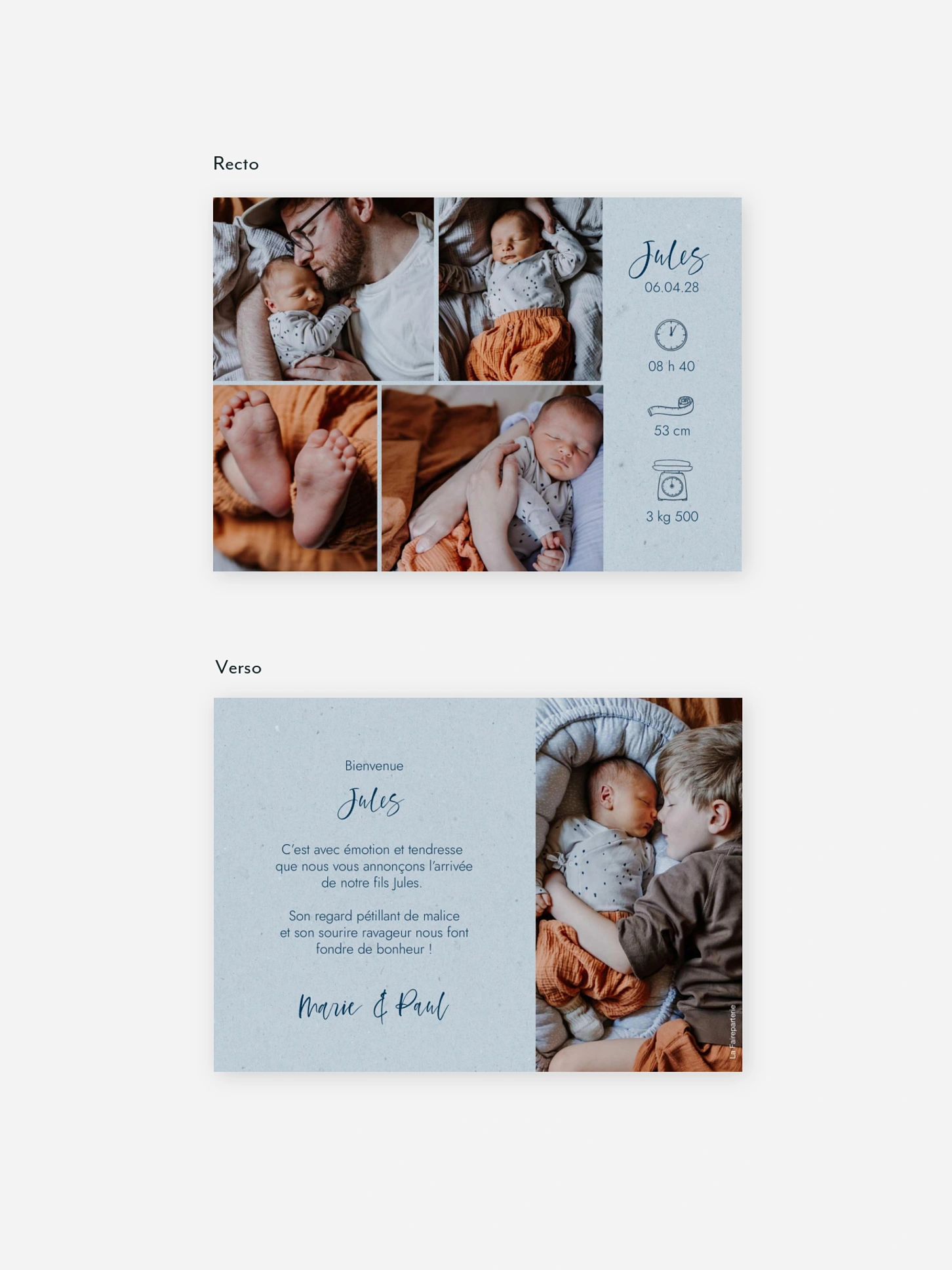 Faire-part naissance Picto multi photo