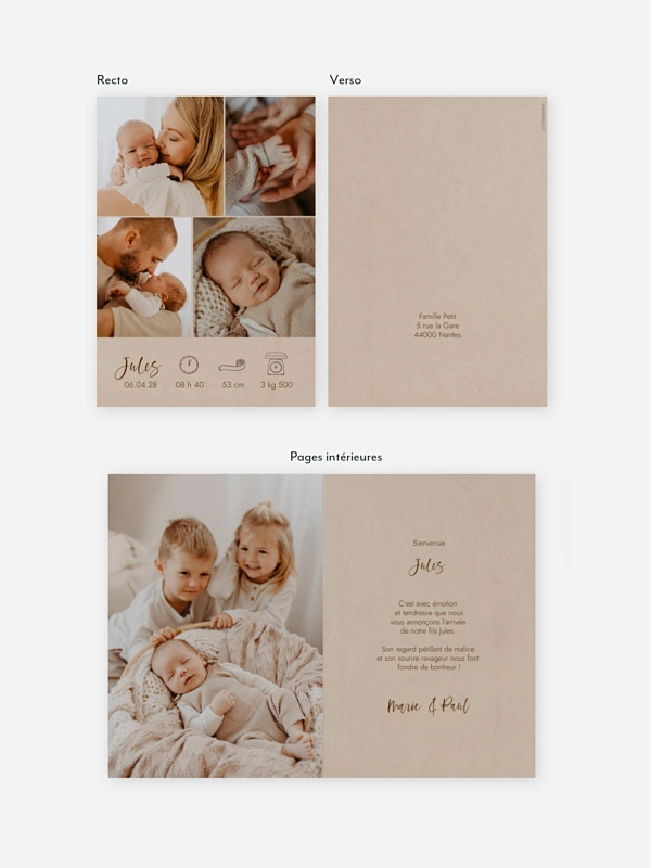 Faire-part naissance Picto multi photo