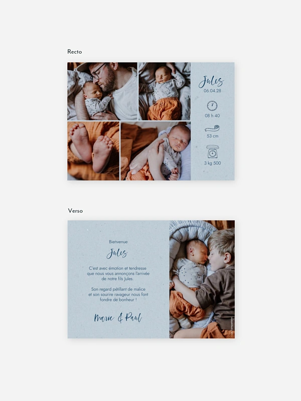 Faire-part naissance Picto multi photo